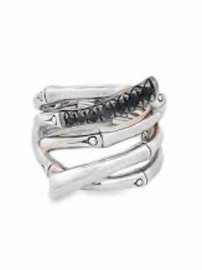 John Hardy Bamboo Extra Wide Lava Black Sapphire Ring,